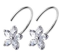 ZUOZUIYQ Boucles d'oreilles pour Femmes, Boucles d'oreilles S925 Femme Style d'art coréen Diamant clouté Fleurs Doux Court Oreille Crochet tempérament Robinets ménagers