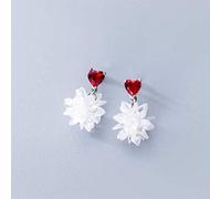 ZUOZUIYQ Boucles d'oreilles pour Femmes, Boucles d'oreilles S925 pour Femmes, Mode coréenne, Boucles d'oreilles d'amour Rouge, Boucles d'oreilles Courtes en Cristal de Glace, Une