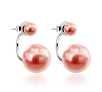 ZUOZUIYQ Boucles d'oreilles pour Femmes, Perles de Coquillage S925, Boucles d'oreilles en Perles synthétiques, Doubles Boucles d'oreilles, Bijoux, robinets ménagers Roses
