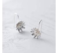 ZUOZUIYQ Boucles d'oreilles pour Femmes, S925 Sen Style littéraire Marguerite Fleur Crochet d'oreille délicate Dame Petite Perle Boucle d'oreille Femme robinets de ménage