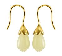 ZUOZUIYQ Boucles d'oreilles Vintage en Argent S925, Boucles d'oreilles féminines en Forme de Fleur de Magnolia en Jade Hotan de Style Chinois