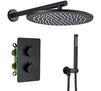 ZUOZUIYQ Brass Black Thermostatic Shower Set Bathroom Faucet Wall Mounted Shower Mixer Handheld Spray Sets with 10 inch Rain Shower Head,Sprinkler Beauty Comes
