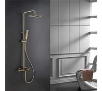 ZUOZUIYQ Brushed Shower Faucet Set Bathroom Shower System Thermostatic Bathtub Shower Mixer Rain Shower Head Square Hand Shower Beauty Comes