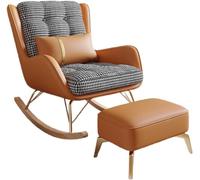 ZUOZUIYQ Chaise à Bascule inclinable Moderne avec Tabouret de Pied pour Le Salon et la Chambre (Orange)