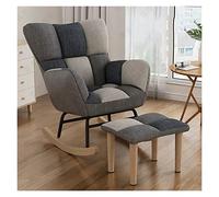 ZUOZUIYQ Chaise de Gris pépinière à Bascule Gris Moderne avec Tabouret de Pied de Conception de Reception à Ailes Hauts Tufted