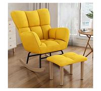 ZUOZUIYQ Chaise de pépinière à Bascule à Bascule Jaune Moderne avec Tabouret de Pied Reclin à Planeur à Ailes Hauts avec Coussin tufté pour Le Salon/Chambre à Coucher