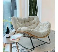 ZUOZUIYQ Chaise papasane en Osier Ergonomique avec Coussin épais Doux pour Le Salon Lecture de Salon ou Chambre à Bascule extérieur Blanc