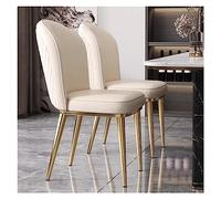 ZUOZUIYQ Chaises de Restauration en Cuir Vintage du Milieu du siècle Ensemble de 2 chaises de comptoir de Cuisine rembourrées avec des Jambes en métal doré et des dossiers pour Le Salon Salon et Coin