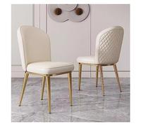 ZUOZUIYQ Chaises de Salle à Manger en Cuir Vintage du Milieu du siècle en Jeu de 2 avec des Jambes en métal en Or chaises de comptoir de Cuisine rembourrées pour Le Salon et Le Salon