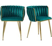 ZUOZUIYQ Chaises de Salle à Manger en Velours Moderne avec des Jambes en métal doré sièges rembourrés pour Salle à Manger de Cuisine vanité Salon Vert