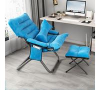 ZUOZUIYQ Chaises Longues extérieures Confortables avec 3 Positions réglables Poche latérale et chaises de Patio inclinables pliants Amovibles pliants Chaise à Usage intérieur et extérieur (Bleu)