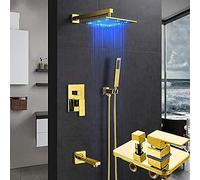 ZUOZUIYQ ConceaShower Faucets Set Rainfall Shower Head 3-Way Brass Mixer Tap Tub Spout Bathroom Shower Faucet-12 inch Full Set,8 inch Full Set,Sprinkler Beauty Comes