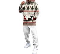 ZUOZUIYQ Costumes de Noël pour Hommes Survêtement de Sport Ensemble Complet Automne Hiver Ensemble de à Capuche à la Mode pour Jeunes Hommes imprimé en 3D supérieur inférieur Deux pièces pour Tenues