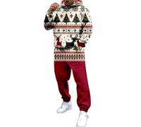 ZUOZUIYQ Costumes de Noël pour Hommes Survêtement de Sport Ensemble Complet Automne Hiver Ensemble de à Capuche à la Mode pour Jeunes Hommes imprimé en 3D supérieur inférieur Deux pièces pour Tenues