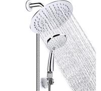 ZUOZUIYQ Douches à Main, Haute Pression 8 '' Précipitant en Acier Inoxydable Contrôle de Douche Ronde/Douche à Main avec soupape en Laiton et Porte-tête de Douche Auto-adhésif et Acier