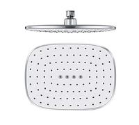 ZUOZUIYQ Douches à Main, Pommes rectangulaires, Abdos Blancs, Grande tête Pluie, Haute Pression, Pomme de Douche Fixe Ultra Mince, Filetage Universel G1, x 195 mm