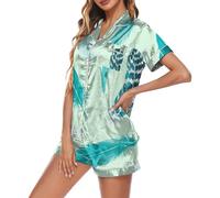 ZUOZUIYQ Ensemble Confortable de sous-vêtements pour Femmes, imprimé Floral, Taille boutonnée, Manches Courtes, Haut Short, pour la Maison, l'intérieur, vêtements de Base, Tenues Cadeaux