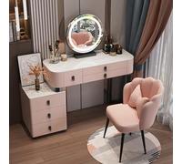 ZUOZUIYQ Ensemble de Coiffeuse, Coiffeuse avec Table de Chevet et Tabouret Rembourré, Ensemble Coiffeuse avec Lumières et Tiroirs (Size : 100cm (Color : Pink-1)
