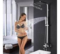 ZUOZUIYQ Ensemble de mélangeur de Douche Mural pour Salle de Bain, 8 Grands robinets de Douche, Bec de Baignoire pivotant, Douche d'eau Chaude Froide chromée, Pomme de Douche de 8 Pouces