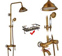 ZUOZUIYQ Ensemble de robinets de Douche de Salle de Bains Antiques en Laiton, Montage Mural à Double poignée avec éère de douchette, Robinet mitigeur de Douche de Salle de Bains en Laiton, Robinet de