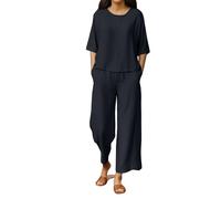ZUOZUIYQ Ensemble de sous-vêtements de Noël pour Femmes Deux Hauts en Coton Lin Respirants Ensemble de Pantalons Ample Larges pour la Maison vêtements de Base d'intérieur Tenues Cadeaux