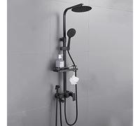 ZUOZUIYQ Ensemble Pomme de Douche Robinet de Salle de Bain en Laiton Noir réglable en Hauteur Trois Modes mélangeur de Douche Mural Robinet d'eau Chaude Froide, Noir B, arroseur