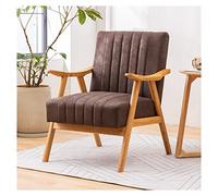 ZUOZUIYQ Fauteuil Moderne rembourré avec Cadre en Bois pour Bureau de Salon et Chambre à Coucher Confortable avec Coussin en Tissu technologique (Marron)