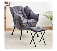 ZUOZUIYQ Fauteuil Temkin, Fauteuil inclinable réglable Ensemble Ottoman inclinable et Poche latérale Portable de Loisirs de Loisirs Portables, Chaise de Lecture et Tabouret Pliant pour Chambre à
