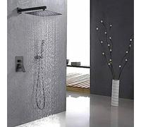 ZUOZUIYQ Kit Combo de Douche de Pluie de Bronze Noir Ensemble de Douche LED Système de Pomme de Douche Murale Valve de 10 Pouces (Pas de LED), 16 Pouces (Pas de LED)