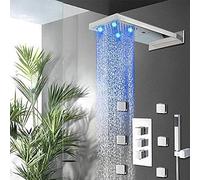 ZUOZUIYQ Luxury Chrome Brass Bathroom Rainfall Shower Head Bathroom Shower Set Wall Mounted Panel Mixer Taps Shower Faucet Set Beauty Comes