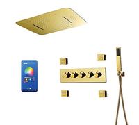 ZUOZUIYQ Luxury Shower System Set ConceaCeil Mounted Bathroom Rain Mixer Shower Combo Set Thermostatic Rainfall Shower Head System, Shower Faucet Set,Phone Control Beauty Comes