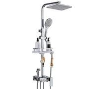 ZUOZUIYQ Paye de Douche Noir Salle de Bain mélangeur thermostatique Set Écran LED Affichage avec étagère 10x30 cm Douche de Pluie avec bouchette de pulvérisateur Boucheur de Moteur de Douche Kit de