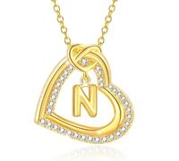 ZUOZUIYQ Personnalisez Le Collier de Pendentif Coeur Initial avec étincelant pour Les Femmes et Les Couples décontractés
