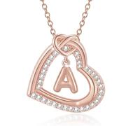 ZUOZUIYQ Personnalisez Le Collier de Pendentif Coeur Initial avec étincelant pour Les Femmes et Les Couples décontractés