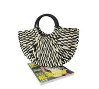 ZUOZUIYQ Sac de Paille Qiaojun, Sac à bandoulière de Paille de Boucle Semi-Cercle Tendance à la Main
