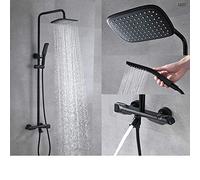 ZUOZUIYQ Shower Faucets,Luxury Black Rainfall Shower Set Thermostatic Control Shower Faucet Thermostatic Brass Mixer Tap,A B Beauty Comes