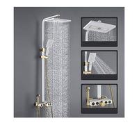 ZUOZUIYQ Shower Faucets Set 9 inch Rainfall Shower Head 3-Way Brass Mixer Tap with Shelf Tub Spout Bathroom Shower-White and,Black and,Sprinkler Beauty Comes