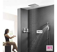 ZUOZUIYQ Shower Set 32cm Square Supercharged Canopy Top Spray Wall Thermostatic Shower Set Shower Faucet 2 Modes Fixed Showerheads Beauty Comes