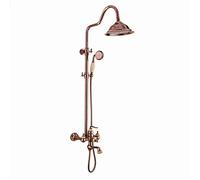 ZUOZUIYQ Shower Set European and American Retro Hot and Cold Jade Shower Set 10 inch Round Top Spray Brass Shower Faucet 3 Modes of Lifting Bronze Fixed Showerheads Beauty Comes