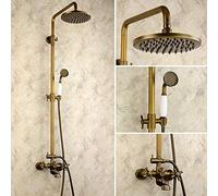 ZUOZUIYQ Shower Set European Antique Bathroom Shower Set 3 Functions Hand Shower with The Lift Lever Faucet Circular Top Spray Water Supply Beauty Comes