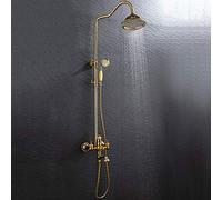 ZUOZUIYQ Shower Set European Jade Bathroom Shower Set 3 Function Supercharged Hand Rotating Can Be Lifted with Faucet Round Top Spray Beauty Comes