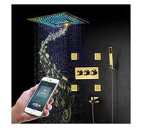 ZUOZUIYQ Shower Set Music Shower System Ceiling Mounted Shower Faucet Set Mobile APP Control 64 Colors Shower Combo Set with Handheld Sprayer and 16'' Rain Shower Head, Tub Spout, Body Jets,Titani