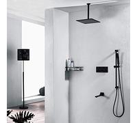 ZUOZUIYQ Shower Set Shower Faucet Set Wall Three-Function and Cold Boom Type 250 Square Top Spray Black ConceaShower Water Supply Bathroom Beauty Comes