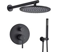 ZUOZUIYQ Shower Set Shower System ConceaBrass Shower Mixer Set Wall Mounted Matte Black Shower Faucet Set with Hand Shower and Rainfall Shower Head,16 inch Beauty Comes
