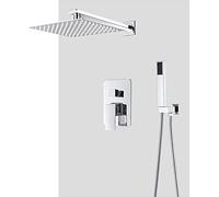 ZUOZUIYQ Shower Set Shower System ConceaShower Faucet Set Wall Mounted Chrome Brass Shower Mixer Tap Set with Hand Shower and Waterfall Overhead Shower Head Advanced Air Injection Technology,8 Inc