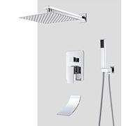 ZUOZUIYQ Shower Set Shower System ConceaShower Mixer Set Wall Mounted Shower Faucet Set with Hand Shower and Rainfall Shower Head Advanced Air Injection Technology Brass Chrome Finish,B12 inch Beauty