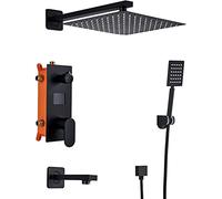 ZUOZUIYQ Shower Set Shower System Digital Display ConceaShower Faucet Set Matt Black Shower Mixer Set with Hand Shower and Waterfall Rainfall Shower Head,10 inch Beauty Comes