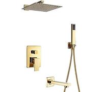 ZUOZUIYQ Shower Set Square Rainfall Shower Faucet Wall Mount Bathroom Faucet ConceaShower Mixer Set Bathtub Tap,8 inch 3-Ways Valve,8 inch 1-Way Valve,Shower System Beauty Comes
