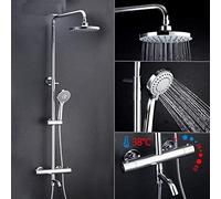 ZUOZUIYQ Shower Set Thermostatic Bath Shower Brass Faucet Lift Adjustable Hot Cold Water Big Round Head Shower High Pressure Flush Beauty Comes