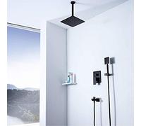 ZUOZUIYQ Shower Set Three-Function Black ConceaShower Set 10 inch Square Stainless Steel Ultra-Thin Top Shower Shower Faucet Beautiful Practical Beauty Comes